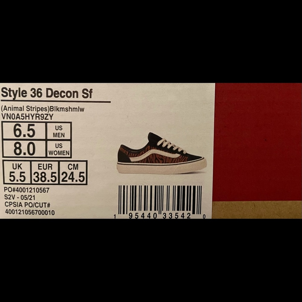 Vans Style 36 Decon Sf (Animal Stripes) “Black/Marshmallow” - Picture 8 of 11